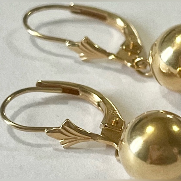 Vintage 14K Gold Ball Drop Earrings - Picture 3 of 5